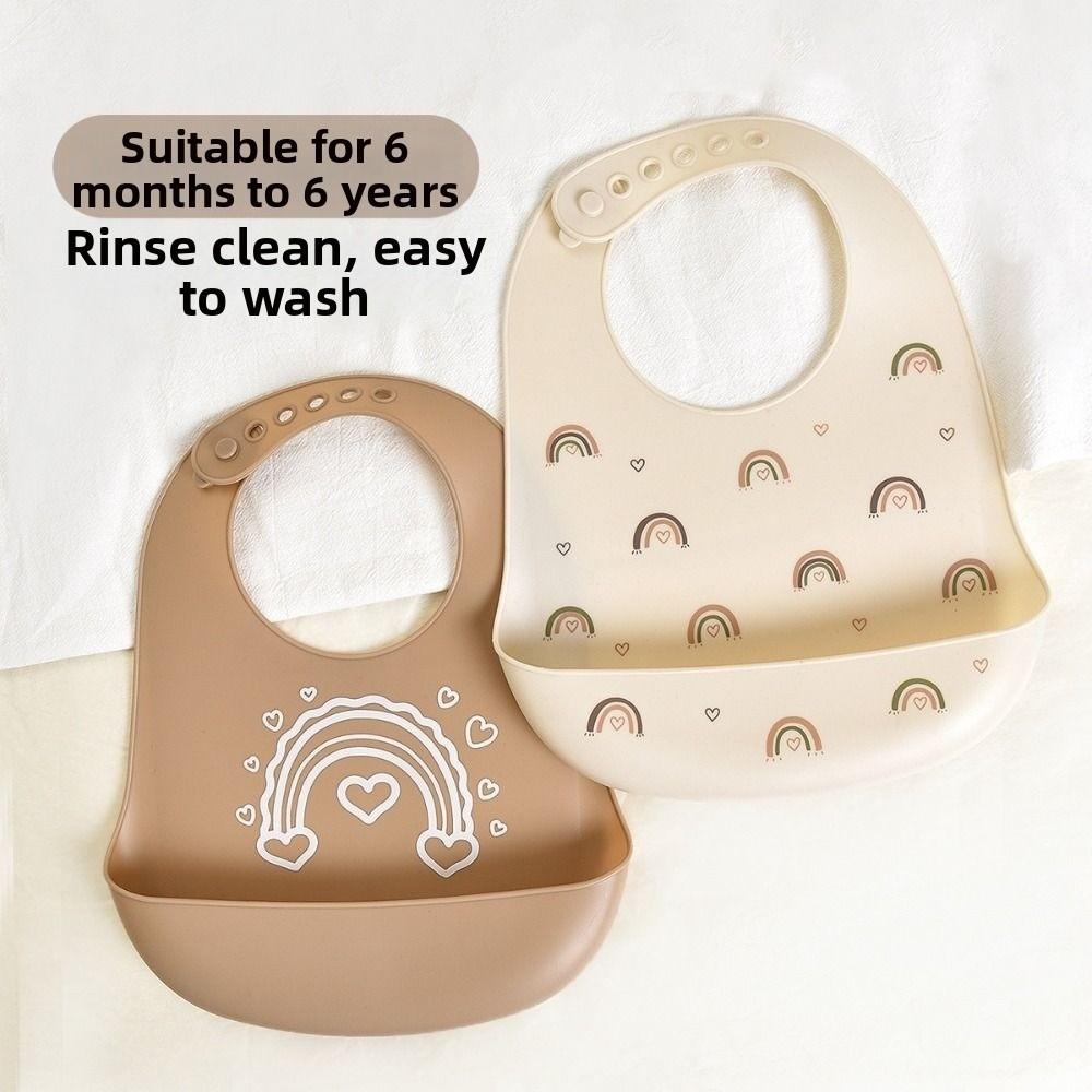 with Food Catcher Silicone Baby Bibs Soft Teething Drooling Bib For Girls Boys Toddlers