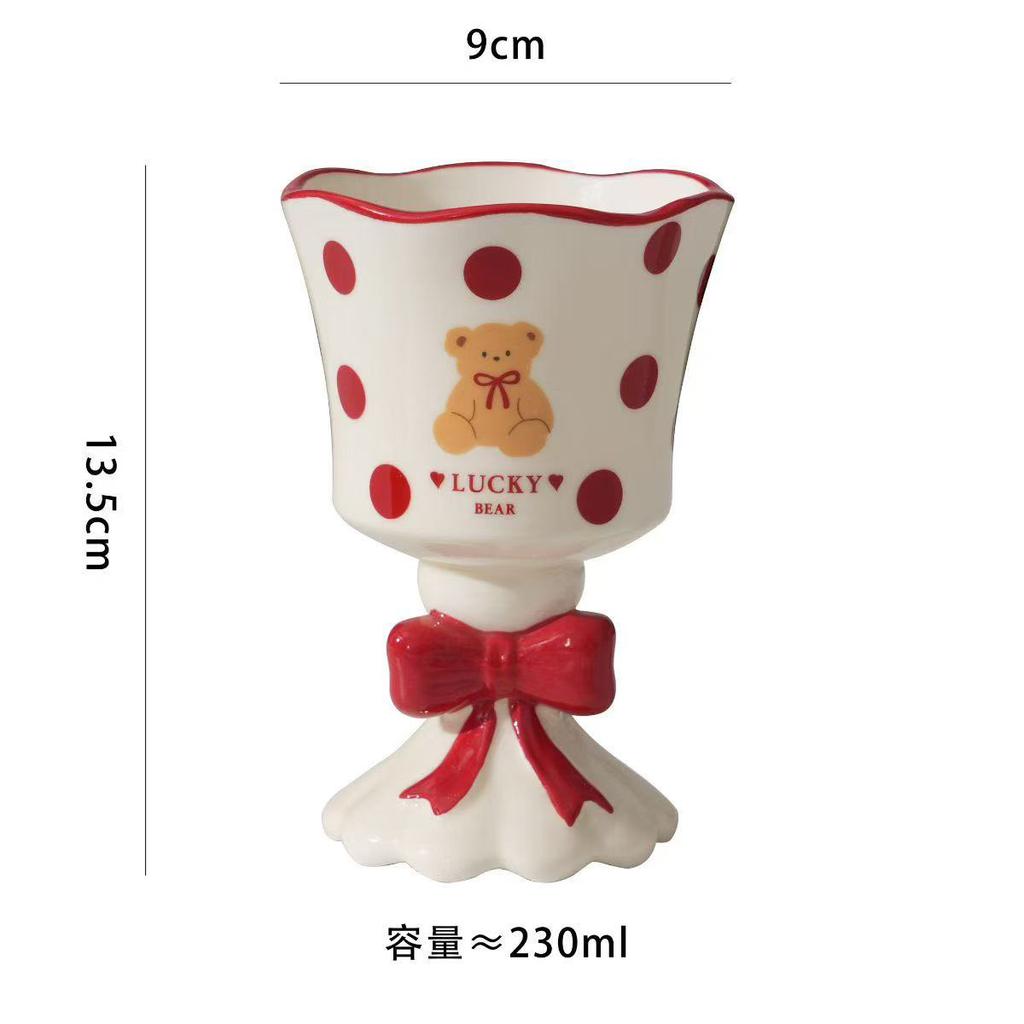 Милая кружка из 3D керамики с бантом, бокал, расписанная вручную, неправильной формы, большой емкости, кофейные кружки, мультяшная, парная, чашка для воды, подарок, десертные чашки