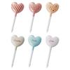 Torne Heart Picks (6 Sticks) In Cute Muted Colors for Bento Lunch Boxes (P-3633)