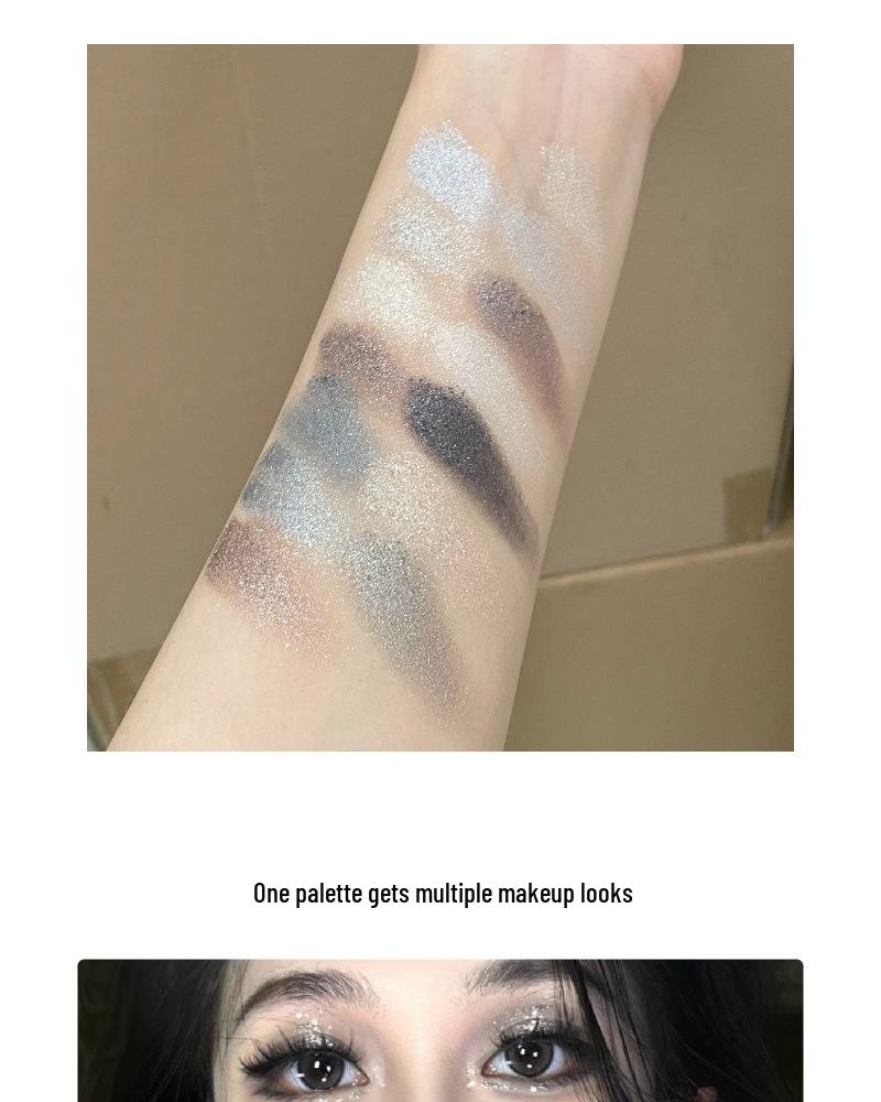Палетка теней для smoky eyes из 42 цветов: Матовый, Перламутровый, С блестками, Хайлайтер, Цементно-серый