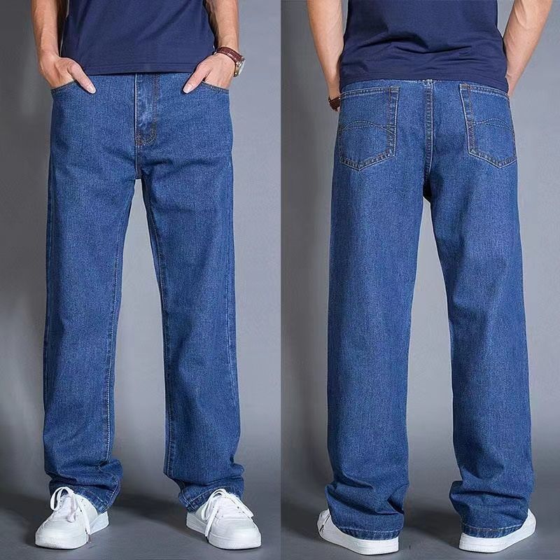 Men's Jeans Spring and Summer New Loose Straight Pants Blue Large Size Casual Fashion Simple Jeans