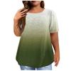 Women's Vintage Gradient Pleated Short Sleeve Casual T-shirt Top Plus Size Pullover Basic Top