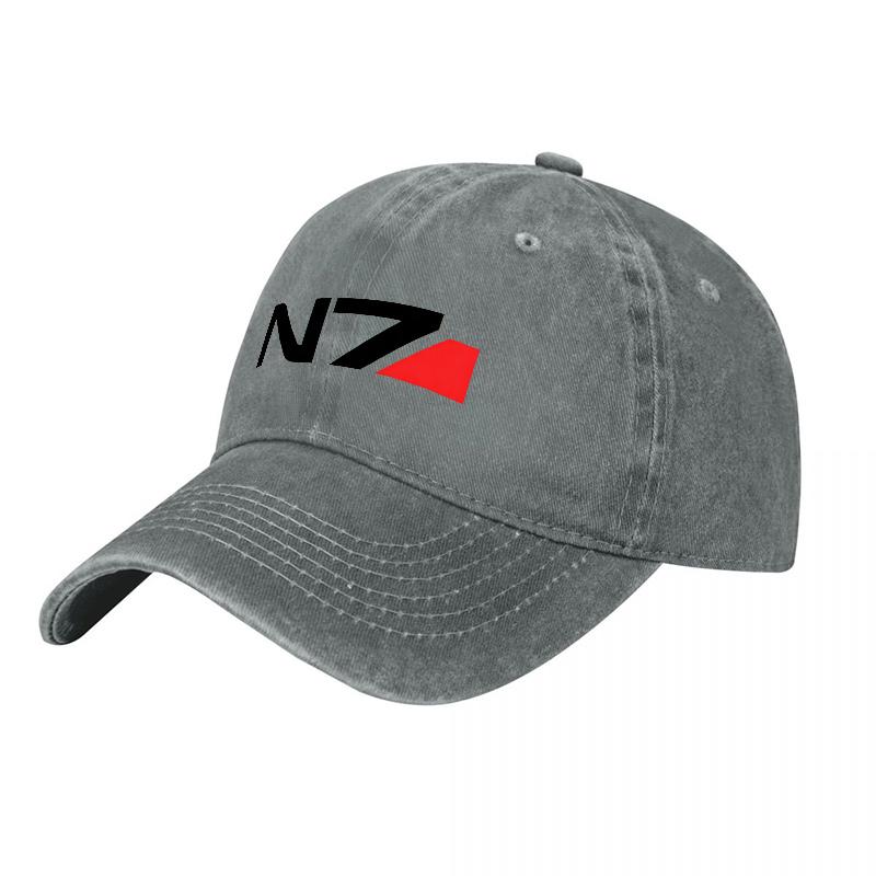 N Logo Washed Cotton Baseball Cap Black with Red Accent Design for Casual Wear and Gaming Fans Unisex Adjustable Fit