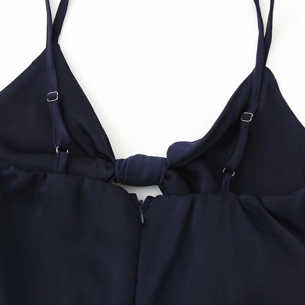 2025 Spring/Summer Women's Slim Twist Cutout Spaghetti Strap V-Neck Dress