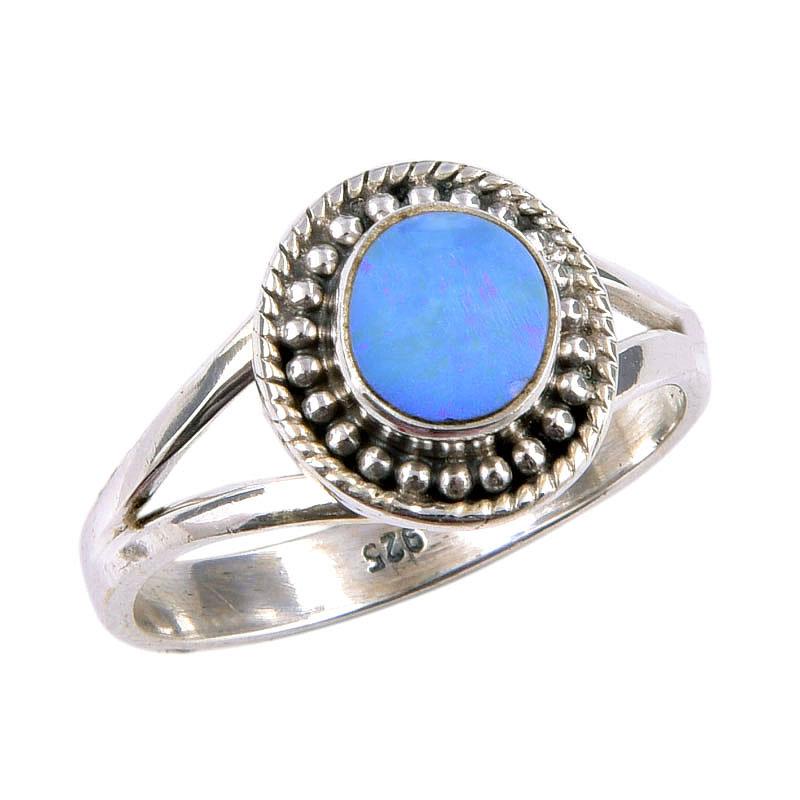Natural Australian Opal Gemstone 925 Solid Sterling Silver Ring Size 7.5 c6I74