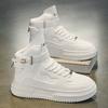 Light Luxury Trendy Men's Shoes Autumn Men's High-top White Shoes Metal Buckle Platform Sports Men's Shoes Live Leather Board Shoes