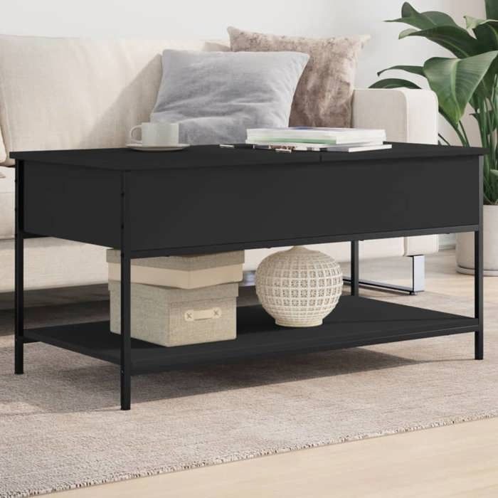 VidaXL Table Basse, Bout de Canapé avec Pieds Réglables, Table d'Appoint avec Rangement Salon Intérieur, Moderne, Noir Bois 845346