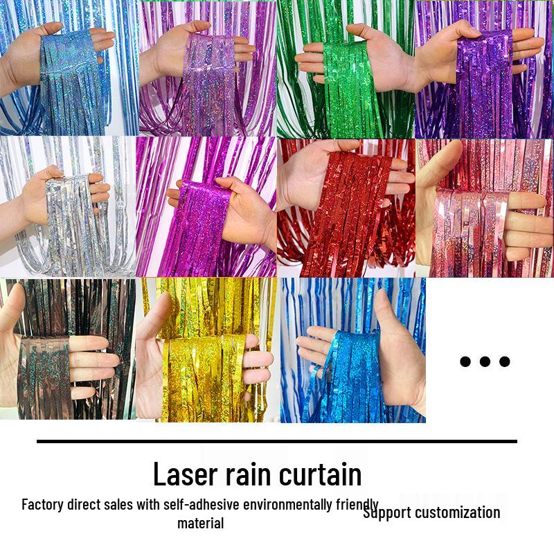 Laser Rain Curtain Background - 1x2 Meter Tassel Door Decoration for Birthday Parties