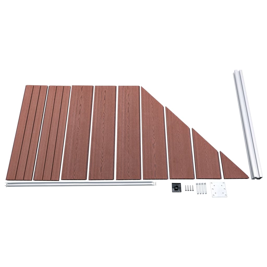 WPC Fence Set: 2 Square Panels + 1 Diagonal Panel 446 x 186 cm Brown