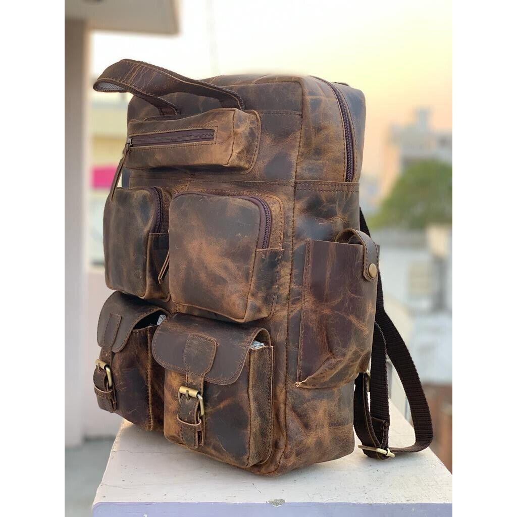 Большой мужской винтажный рюкзак из натуральной желтой кожи, дорожный рюкзак, спортивная сумка для ноутбука