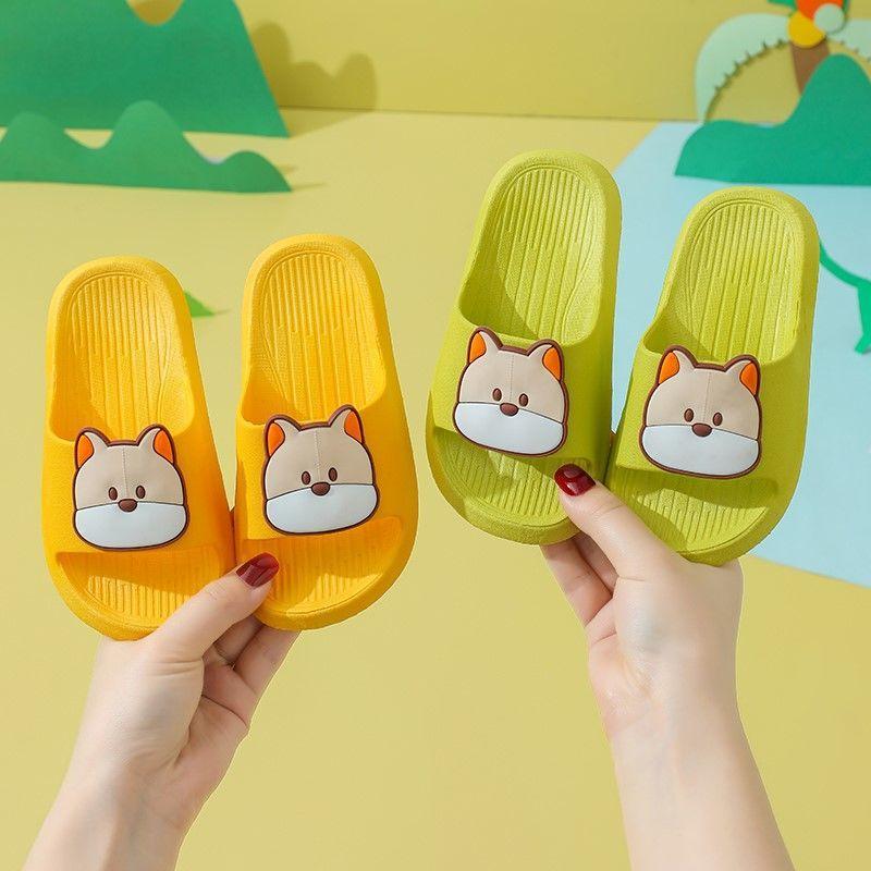 Детские летние домашние нескользящие тапочки для мужчин и девочек, домашние сандалии с мягкой подошвой с изображением собаки