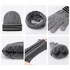 3Pcs/Set Winter Hat Scarf Gloves Set Striped Print Thickened Velvet Lining Windproof Warm Hat Neckerchief Touchscreen Gloves Set