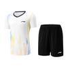 Серия Бадминтон Цветовой блок V-образный вырез Дышащая Универсальная Футболка с коротким рукавом Шорты со средней посадкой Повседневный спортивный костюм Унисекс Спортивный костюм AATV041-2