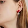 Ins модные красные серьги со снежинками и бантом для женщин, корейские украшения для ушей, рождественские новые золотые серьги-подвески со снегом