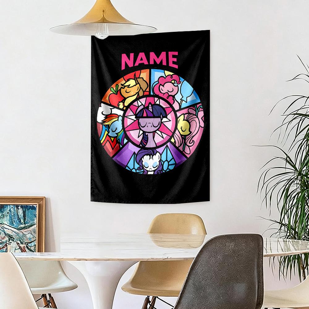 Little Pony Custom Your Name Wall Decor Tapestry Art For Pet Memorial Birthdaywedding Party Backdrop Family Gift