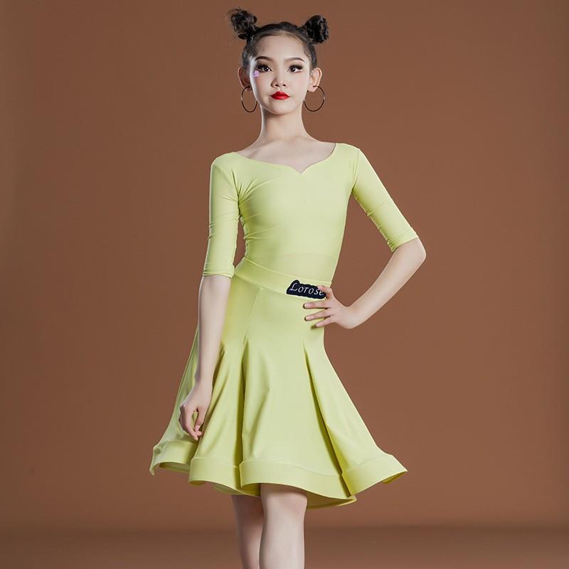 Girls Latin Dance Costume Professional Performance Outfit Kids Competition Practice Exam Stage Wear