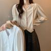 Design V Neck Knit Cardigan Women Autumn Winter Youthful Slim Color Block Puff Long Sleeve Crop Top