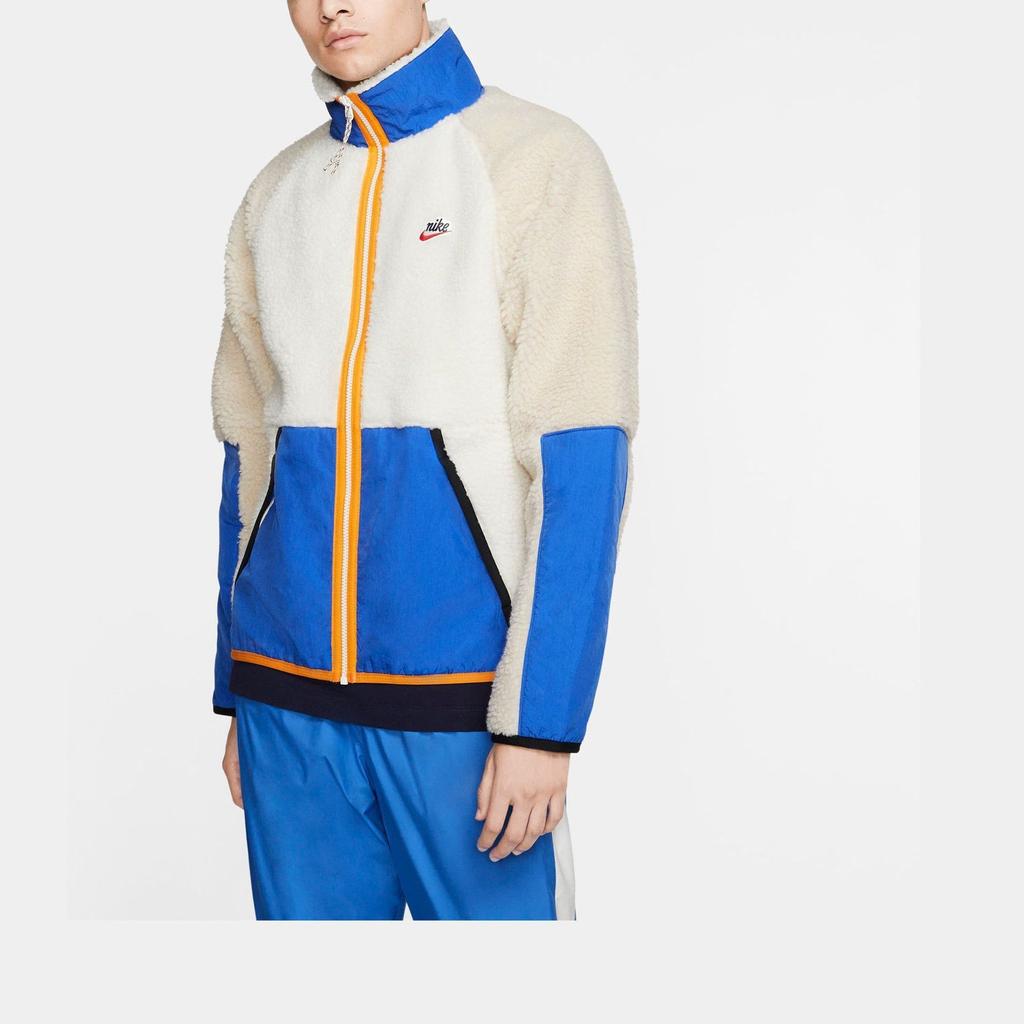 Nike Повседневная флисовая куртка с воротником-стойкой в стиле колор-блок, мужская куртка белого и синего цветов BV3720-133
