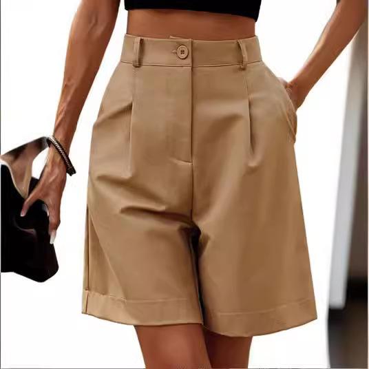 Женские повседневные широкие брюки с эластичной резинкой на талии, летние новые шорты с карманами