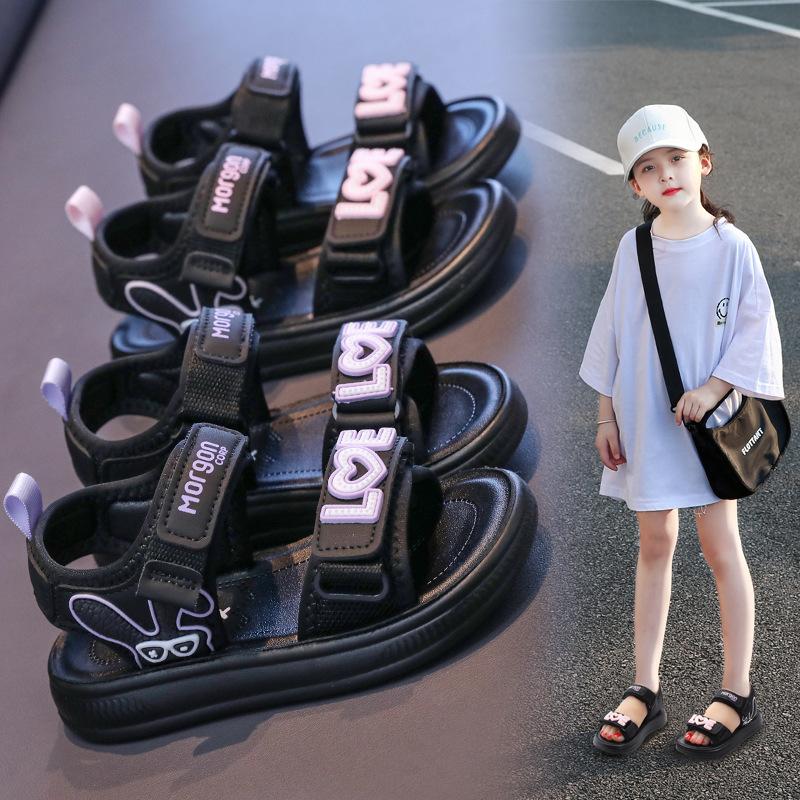 Children Open Toe Beach Sandals Soft Sole Non Slip Girls Casual Shoes Cute Bunny Toddler Footwear