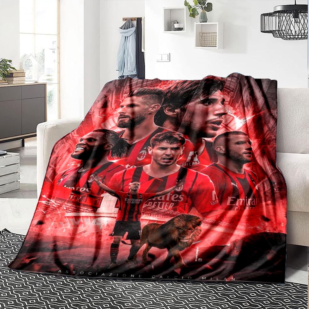 AC Milan Team Star Players Collage Print Flannel Blanket Soft Warm Throw Blanket Football Fan Sofa Bed Decor