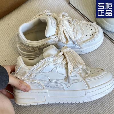 Популярные американские кроссовки для сноуборда, детские, новинка 2024 года, осенние, универсальные, в стиле Гонконга, белые, легкие, на толстой подошве, спортивные туфли