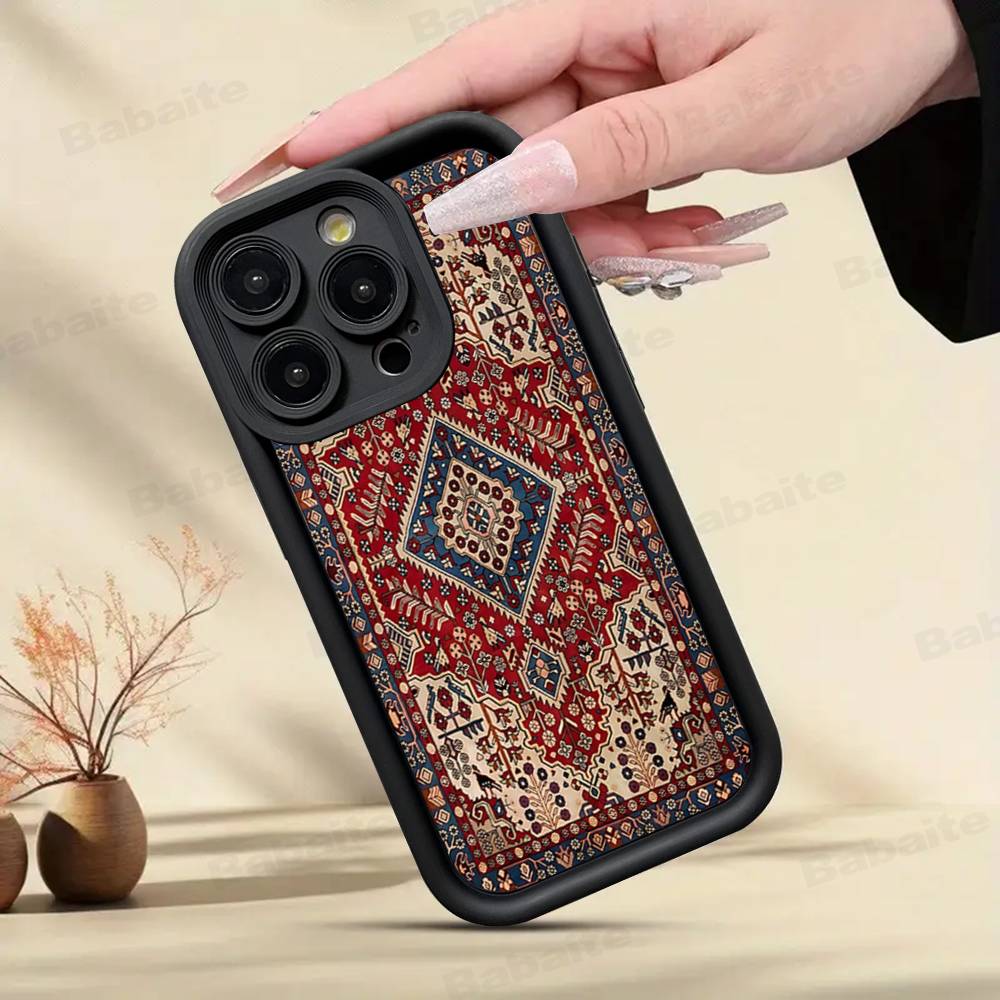 Чехол для телефона с цветочным узором в стиле персидского ковра для IPhone 17 16 15 14 Plus 13 12 11 Pro Max Air Мягкая силиконовая крышка