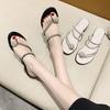 Summer 2025 New French High-end Rhinestone Cover Toe Sandals Women's Niche Outer Wear Medium Heel Thick Heel Cool Slippers