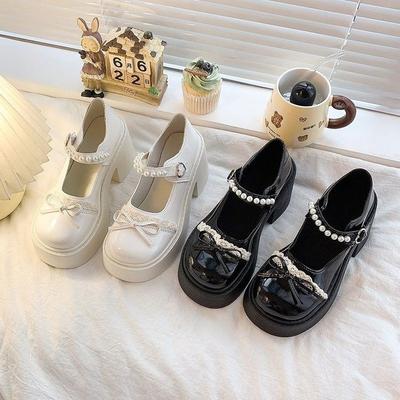 Французские маленькие ароматные маффины Мэри Джейн одинарные туфли женские осенние новые туфли на высоком каблуке с юбкой жемчужные jk маленькие кожаные туфли