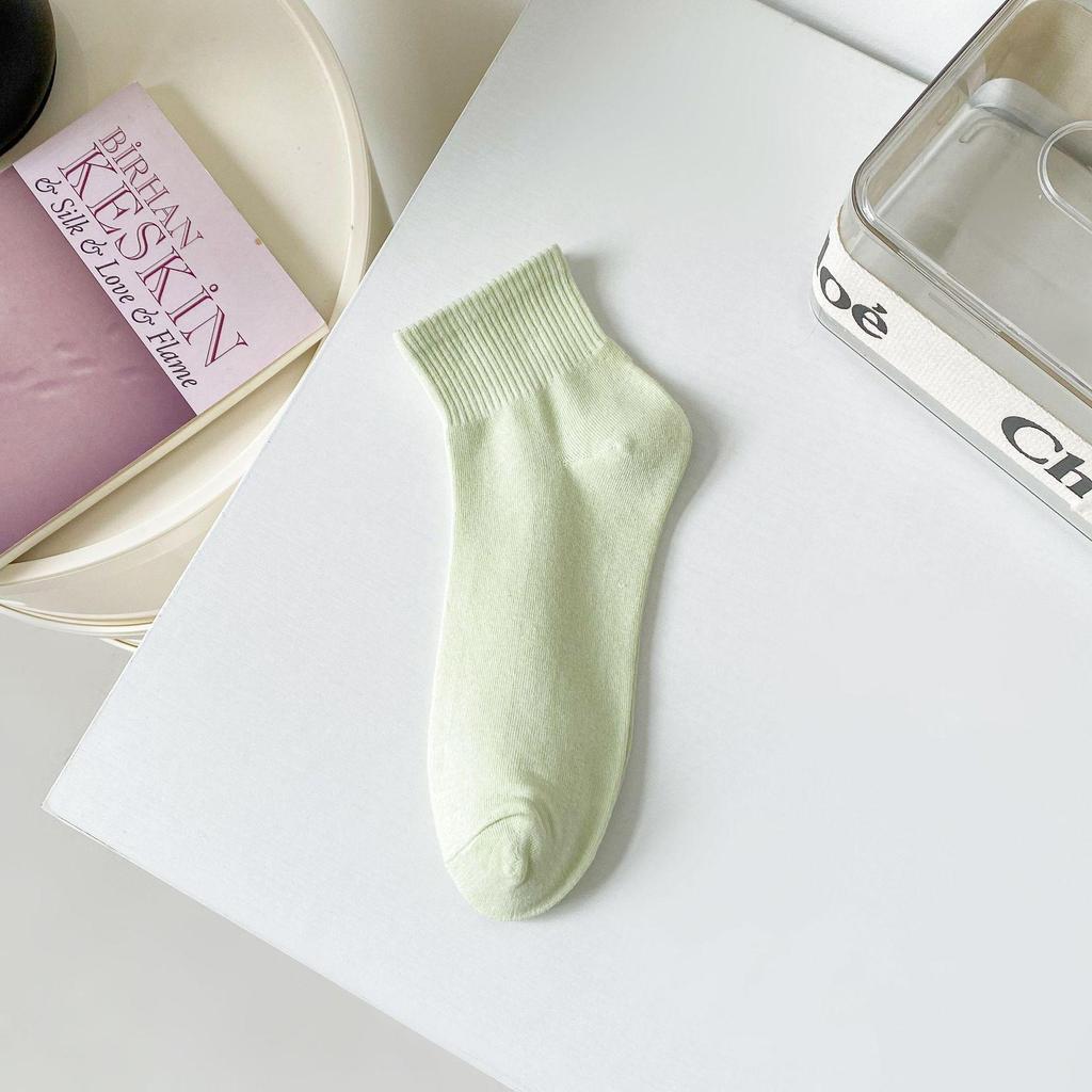 Женские спортивные носки Morandi Color Cotton Mid-Tube: Модный однотонный цвет для студентов и любителей активного отдыха.