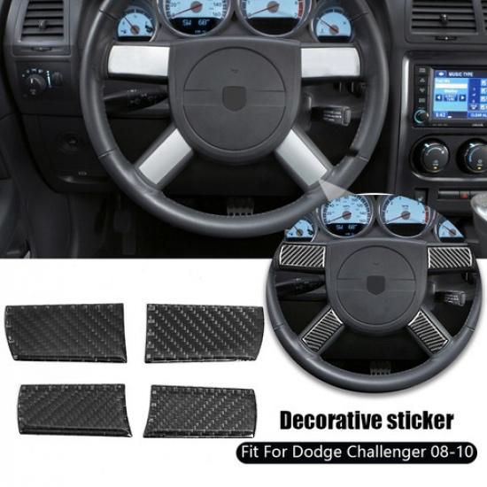 For Dodge Challenger 08-2010 Real Carbon Fiber Steering Wheel Button Covers Trim