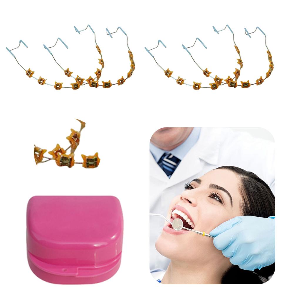 2 шт. Цветные стоматологические декоративные брекеты с коробкой для хранения Ортодонтические металлические дуги Брекет Мультяшный узор для ежедневной защиты зубов