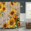 1 шт. Занавеска для душа с рисунком подсолнуха и пчелы, Домашний декор, Принтованная подкладка, Не требующая сверления, Перегородка для ванной комнаты