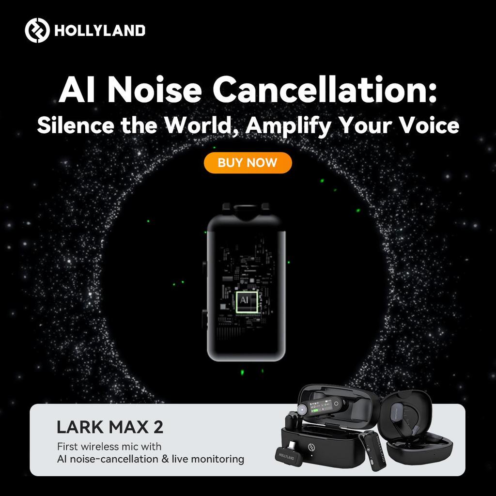 Беспроводной микрофон Hollyland Lark MAX 2 Ultimate Combo для iPhone/камеры/Android, шумоподавление ИИ, беспроводной мониторинг, таймкод