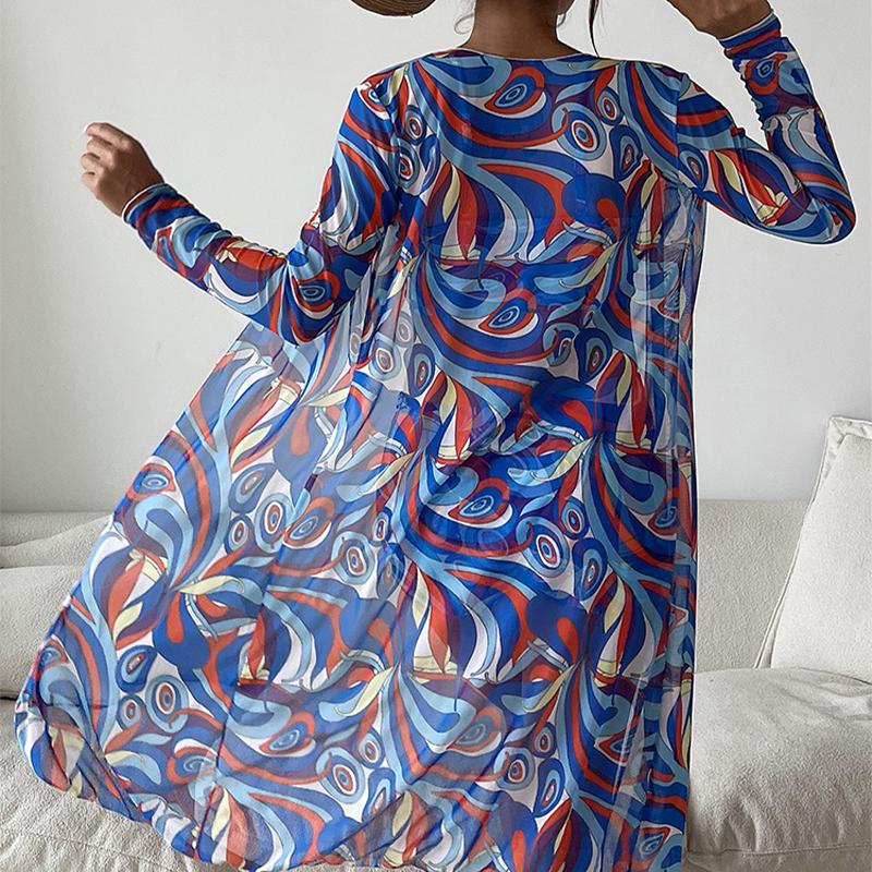 Женский купальник с высокой талией, комплект бикини из трех частей, женский купальник с длинными рукавами, пляжные купальные костюмы