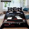 Race Car King Queen Duvet Cover Cool Speed Racing Bedding Set Teens Men Black Sport Car Quilt Cover Polyester Comforter Cover