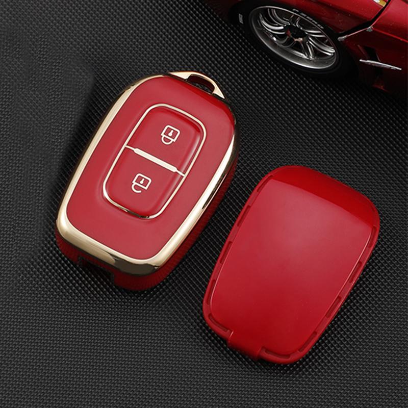 2 кнопки в виде ракушки, держатель для брелка, протектор для Renault Kwid Traffic, символ для Dacia Sandero Logan Duster 2016 2017 2018, чехол для автомобильного ключа из ТПУ