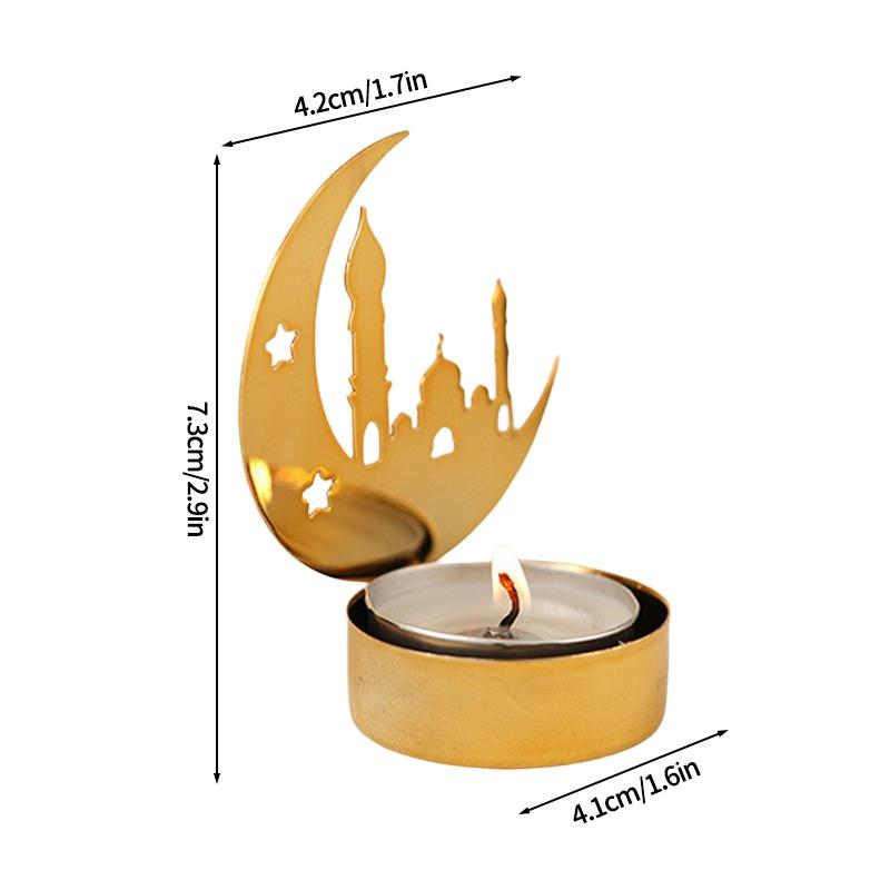 Metal Candle Holder Islamic Muslim Party Decor Eid Mubarak Candle Sticks Dinner Table Ornaments Ramadan Kareem Decorations