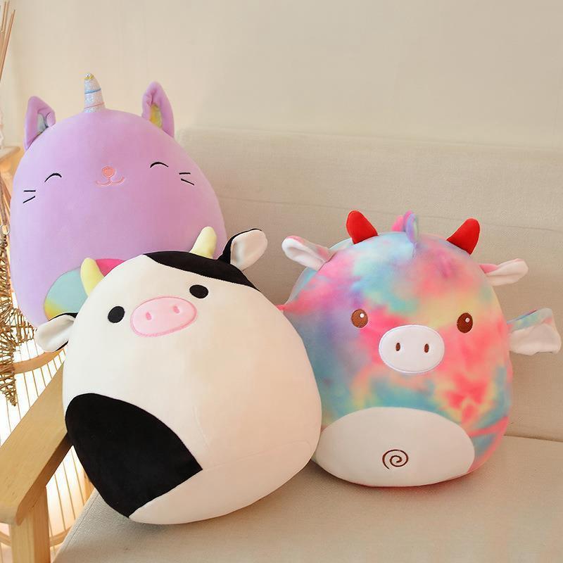 Soft Plush Unicorn And Cow Pillow Cushion Cartoon Animal Stuffed Toy For Girls 35cm