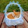 Figurines Plush Bunny Toy With Hanging Basket Simulation Cat Doll  Car Ornaments