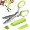 Multi-functional 5 Layer Kitchen Scissors Pepper Shredded Chopped Scallion Cutter Laver Cut Stainless Steel Kitchen Gadgets