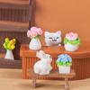 6Pcs/set Mini Flower Plant Bonsai Miniatures Resin Ornaments Moss Terrarium Micro Landscape Fairy Garden Decoration