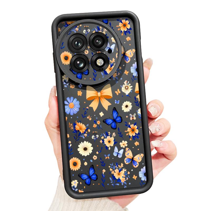 Blue Butterfly Floral Pattern Case For Oneplus 15 Nord 5 13R 12R 11R 5G Shockproof Bumper Soft Silicone Cover For OnePlus 13 13T 12