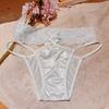 Seamless Satin Thongs for Women Hollow Strings Lace No Show Underwear Ladies Sexy Tanga Briefs Low-Waisted T Back Panties