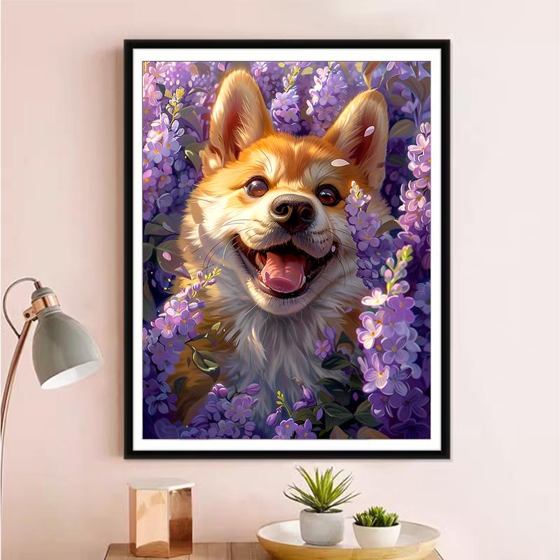 5d DIY Алмазная картина, вышивка крестом, милые животные, корги, алмазная вышивка, мозаика, лаванда, полный круглый дрель, домашний декор