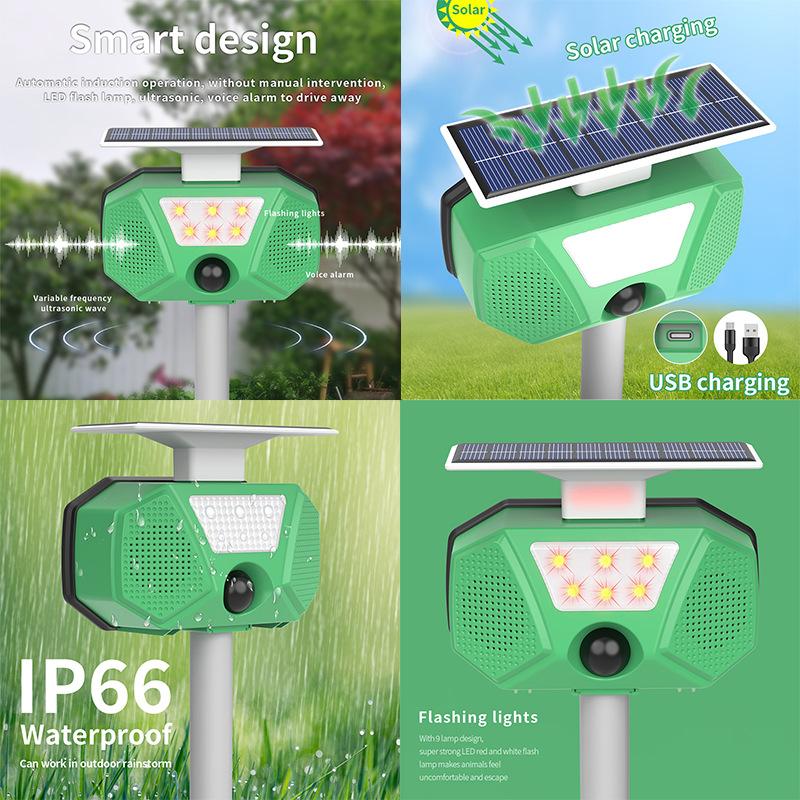 Солнечный отпугиватель животных, инвертор, ультразвуковой отпугиватель мышей, многофункциональный отпугиватель собак, отпугиватель птиц, IP66, водонепроницаемый