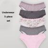 Женские хлопковые трусы с принтом, телесного цвета, комфортные, быстросохнущие, 5 штук