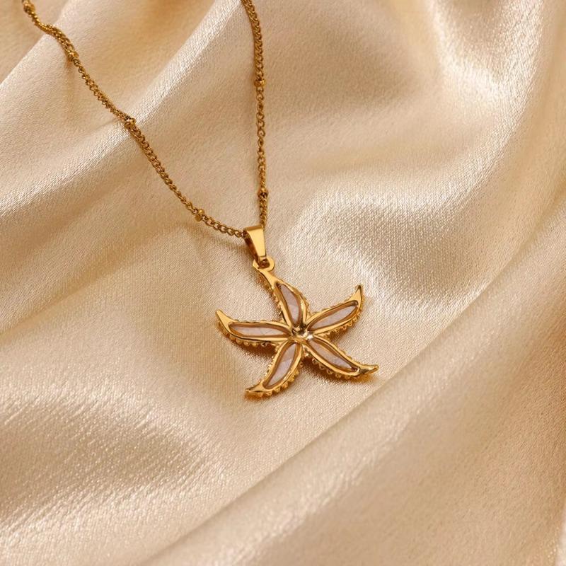 Лидер продаж, кулон в виде маленькой черепахи из нержавеющей стали, ожерелье с черепахой-морской звездой не выцветает, летние пляжные украшения новинка