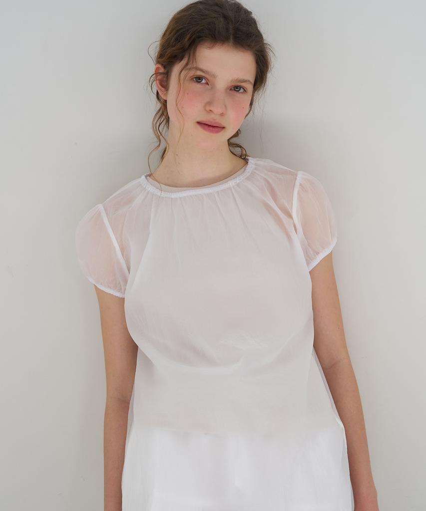 PESTO Sheer Shirring Blouse White