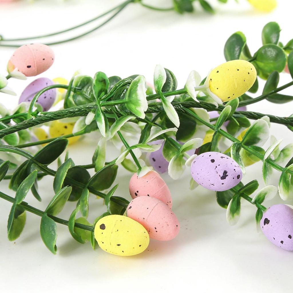 Easter Egg Garland 2 Pieces Artificial Spring Easter Egg Garland Decorations Holiday Ornament For Home Indoor Party Wall